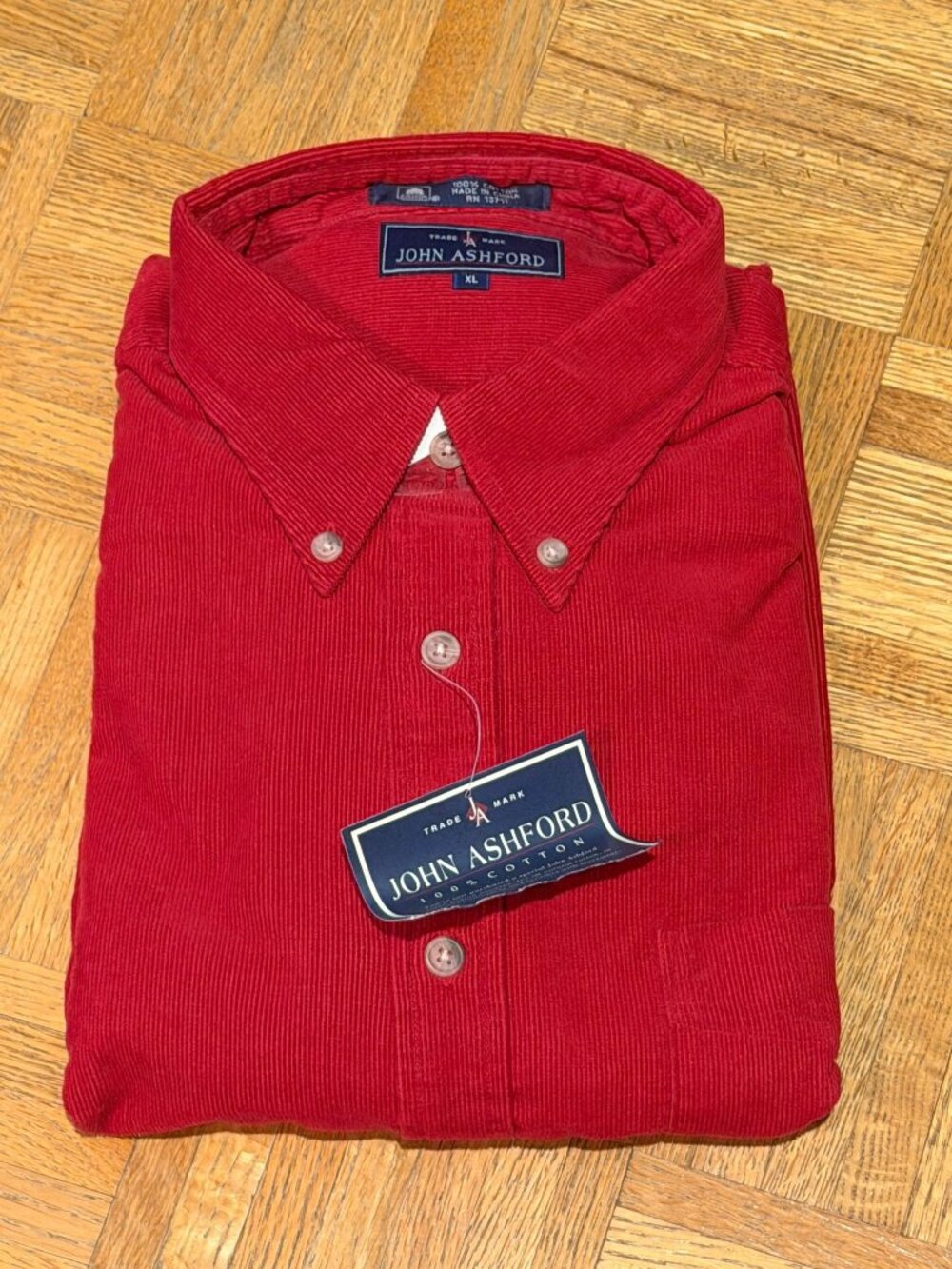 John Ashford Red Corduroy Shirt XL NWT